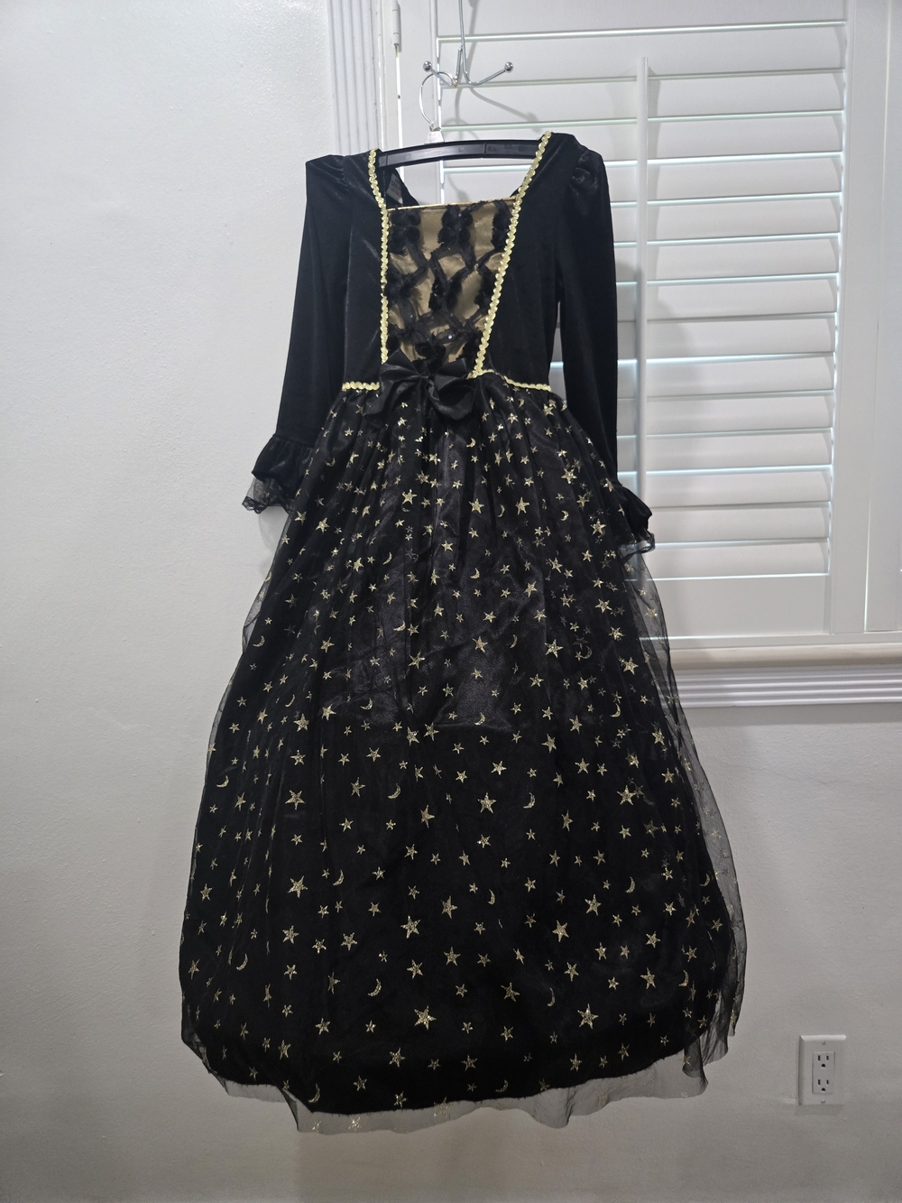 Black & Gold Starry Wizard Dress Costume for Kids